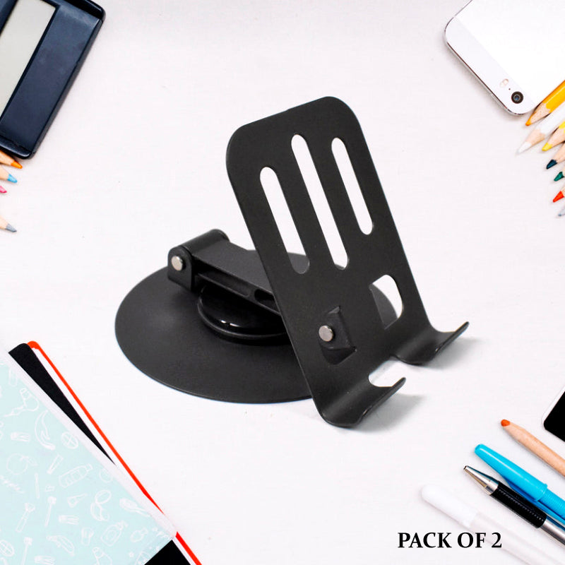 2 Pcs 360° Rotatable Metal Phone & Tablet Stands, Adjustable Foldable and Durable Desktop Holders