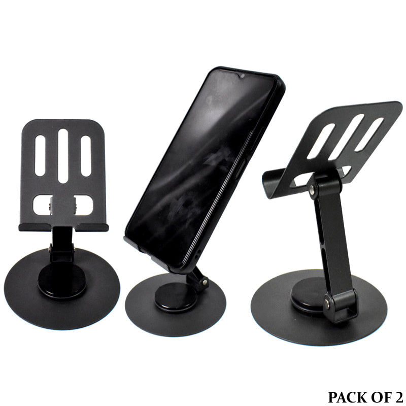 2 Pcs 360° Rotatable Metal Phone & Tablet Stands, Adjustable Foldable and Durable Desktop Holders