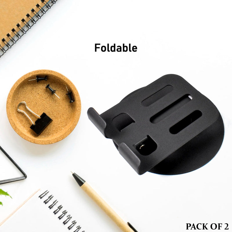 2 Pcs 360° Rotatable Metal Phone & Tablet Stands, Adjustable Foldable and Durable Desktop Holders
