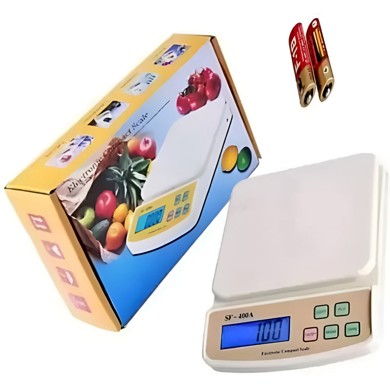 SF-400A Digital Kitchen Scale – 10kg/1g Precision with LCD Display & Dual Power Options