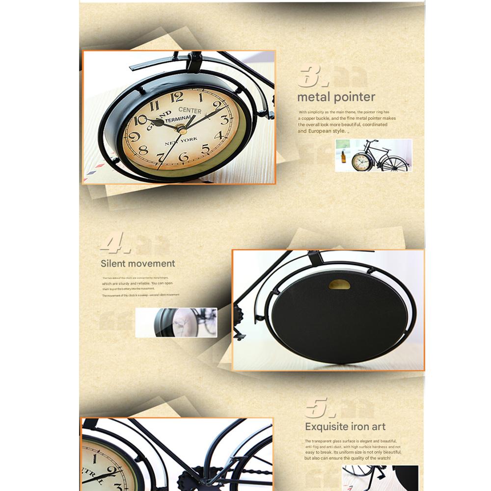 Vintage Antique-Style Metal Bicycle Decor Clock Timepiece with Retro Charm
