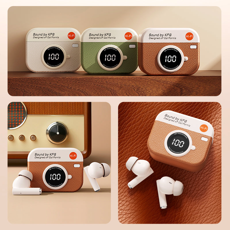 X73 Retro Camera Design TWS Wireless Earbuds – Hi-Fi Stereo Sound, ENC Noise Cancellation, Digital Display and IPX4 Waterproof