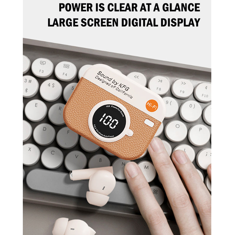 X73 Retro Camera Design TWS Wireless Earbuds – Hi-Fi Stereo Sound, ENC Noise Cancellation, Digital Display and IPX4 Waterproof